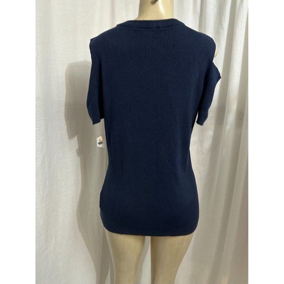 Michael Kors Knit Viscose Mix Top MK Logo Soft Open Shoulders  Tee Size Xl # 860 - Picture 3 of 14
